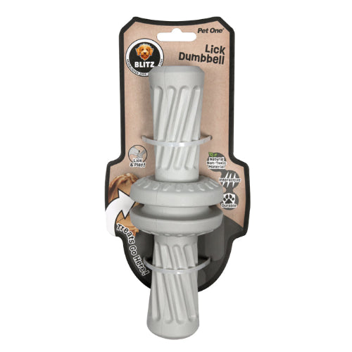 Pet One Dog Toy Blitz Rubber Lick Dumbbell Grey L - The Chook Barn