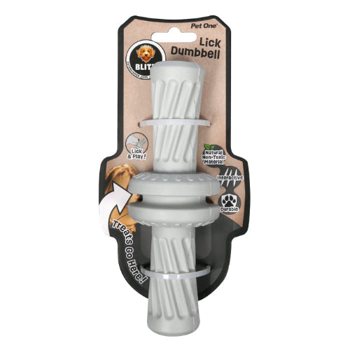 Pet One Dog Toy Blitz Rubber Lick Dumbbell Grey M - The Chook Barn