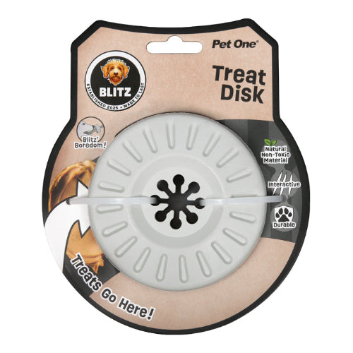 Pet One Dog Toy Blitz Rubber Treat Disk Grey - The Chook Barn