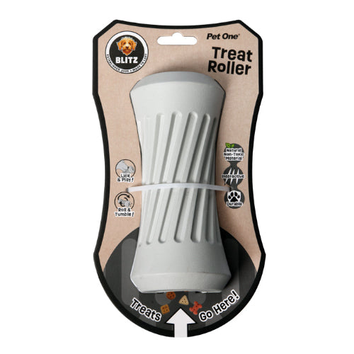 Pet One Dog Toy Blitz Rubber Treat Roller Grey L - The Chook Barn