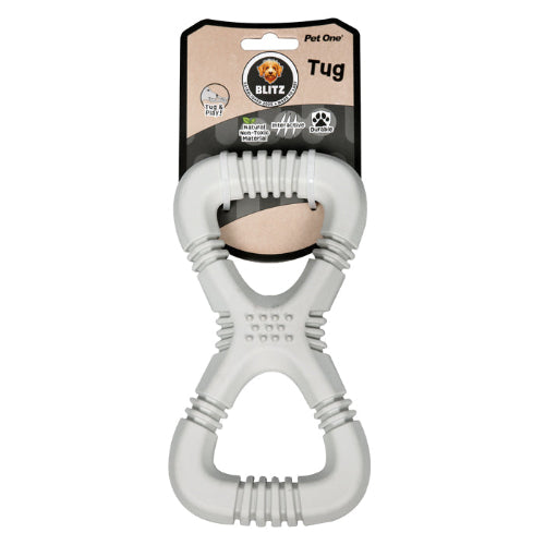 Pet One Dog Toy Blitz Rubber Tug Grey M - The Chook Barn
