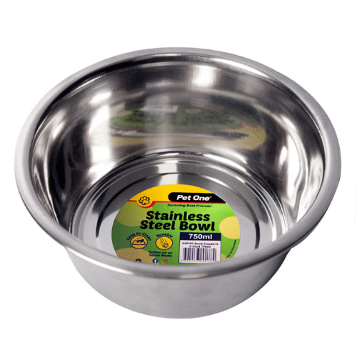 Pet One Stainless Steel Bowl Standard 750ml - The Chook Barn