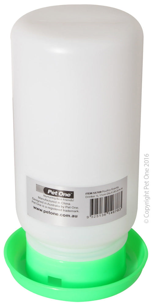 Poultry Gravity Drinker 1L - The Chook Barn
