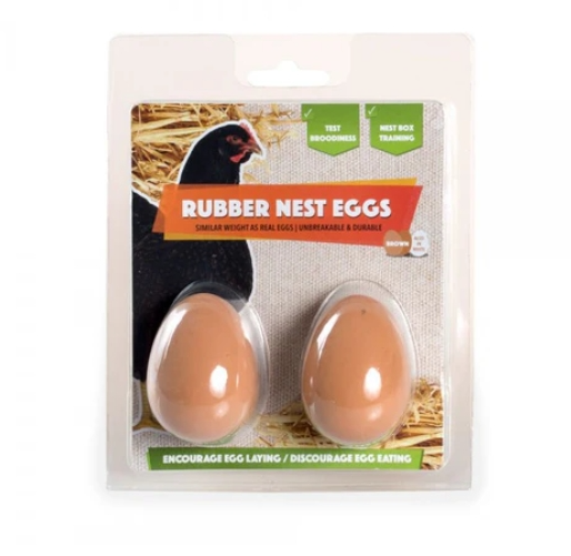 Solid Rubber Nest Eggs Brown 2 pack - The Chook Barn