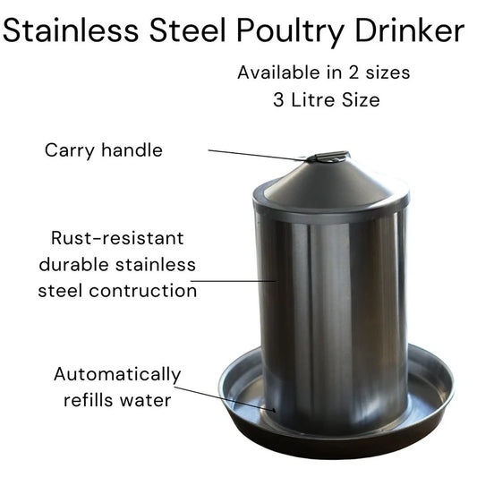Stainless Steel Poultry Drinker - The Chook Barn