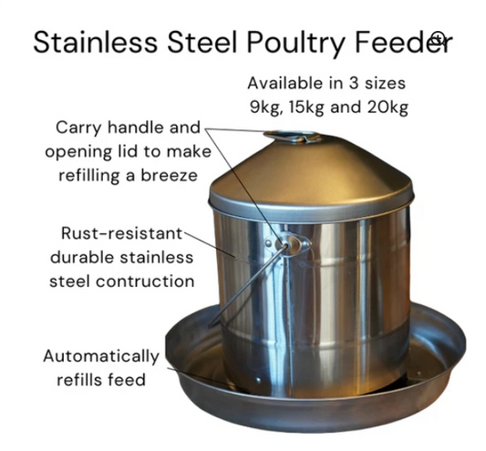 Stainless Steel Poultry Feeder - The Chook Barn