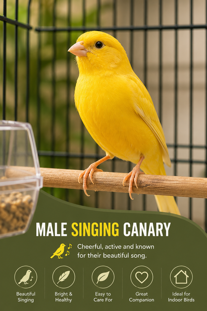 Complete Canary Starter Kit with Male Singing Canary and Cage